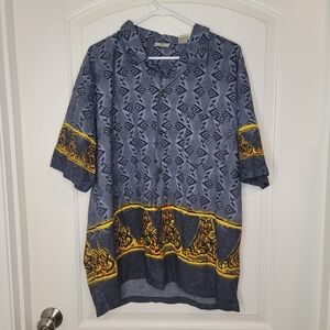 Vintage Y2K Curfew Button Up Shirt Asian Detail